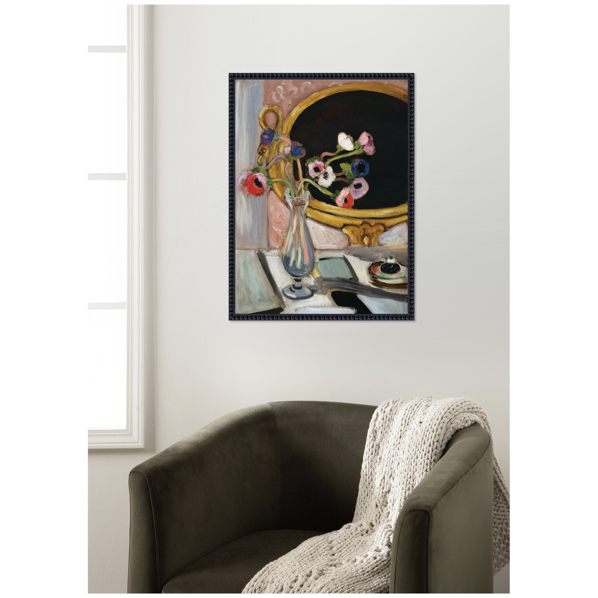 Anemones au miroir noir 1919 Henti Matisse by Nostalgia Prints Framed Canvas Wall Art Print