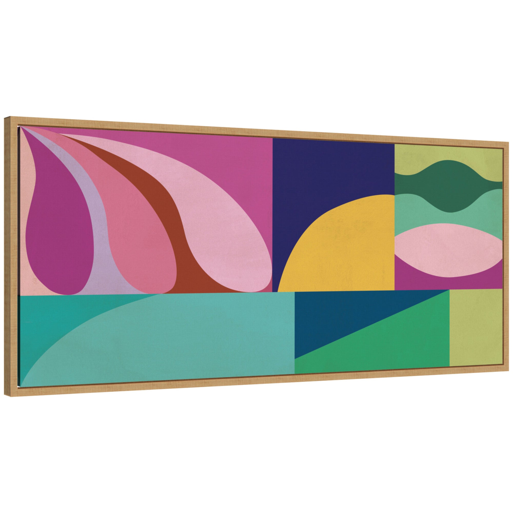 Abstract 02 Panel 1 by Rachel Lee framed canvas wall art print showing layered white, gray, and black abstract shapes