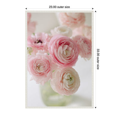 Sylvie Delicate Pink Ranunculus Flower Bouquet Framed Canvas by Kristy Campbell