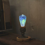 Vintage retro wooden lamp base compatible with EP light bulbs, shown in natural wood finish