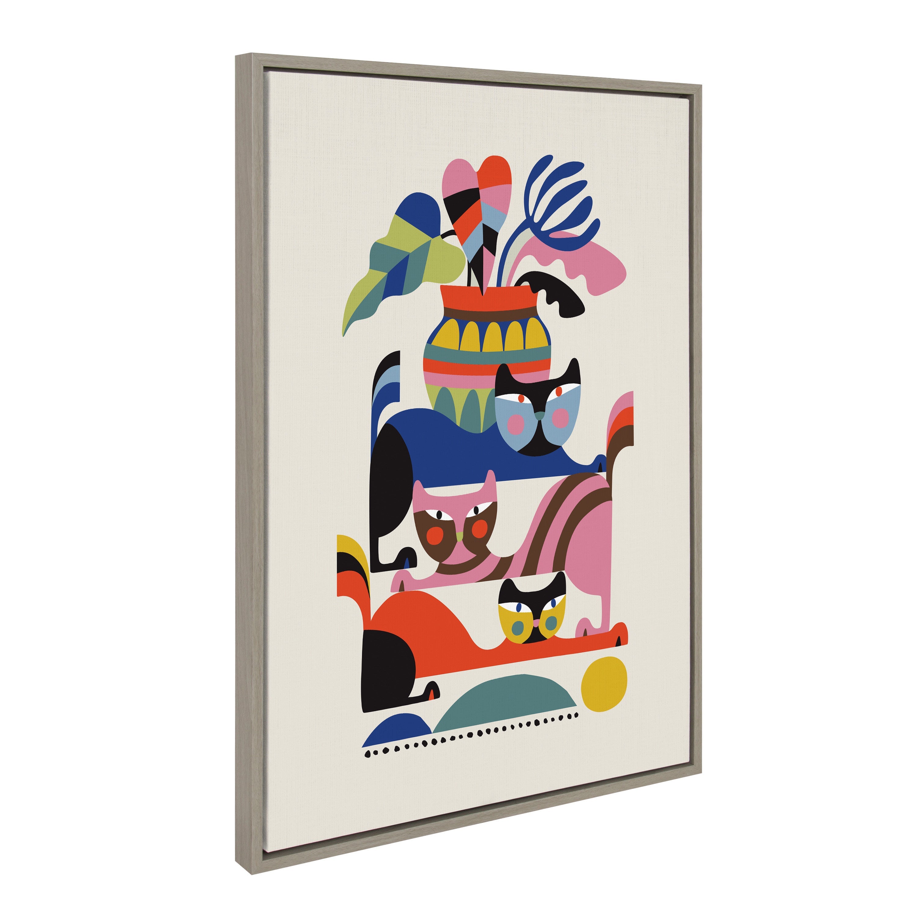 Sylvie 3 Cats Framed Canvas by kateandlaurel - product image 10 for Resin Society