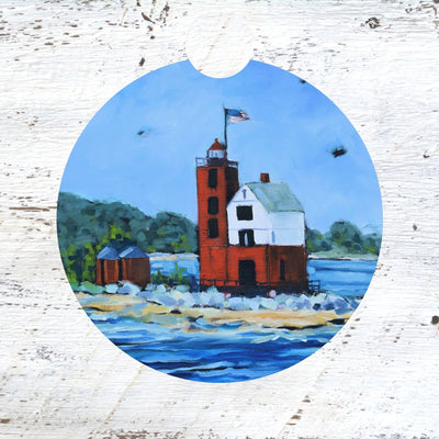Car Coaster: Round Island Lighthouse Mackinac Island. Artist Christi Dreese by Dreese Fine Art - Resin Society