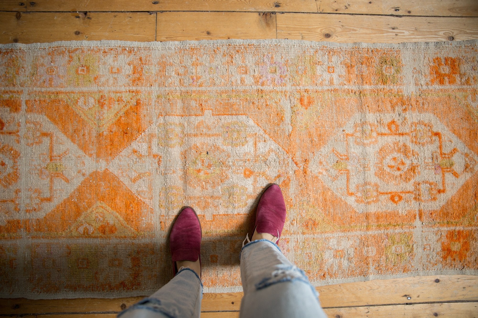 2.5x8.5 Vintage Distressed Oushak Rug Runner by Old New House® - product image 2 for Resin Society