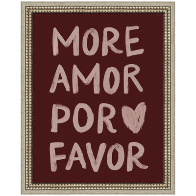 More Amor Por Favor Hand Painted Typography Maroon by Lucky Guava Framed Wall Art Print