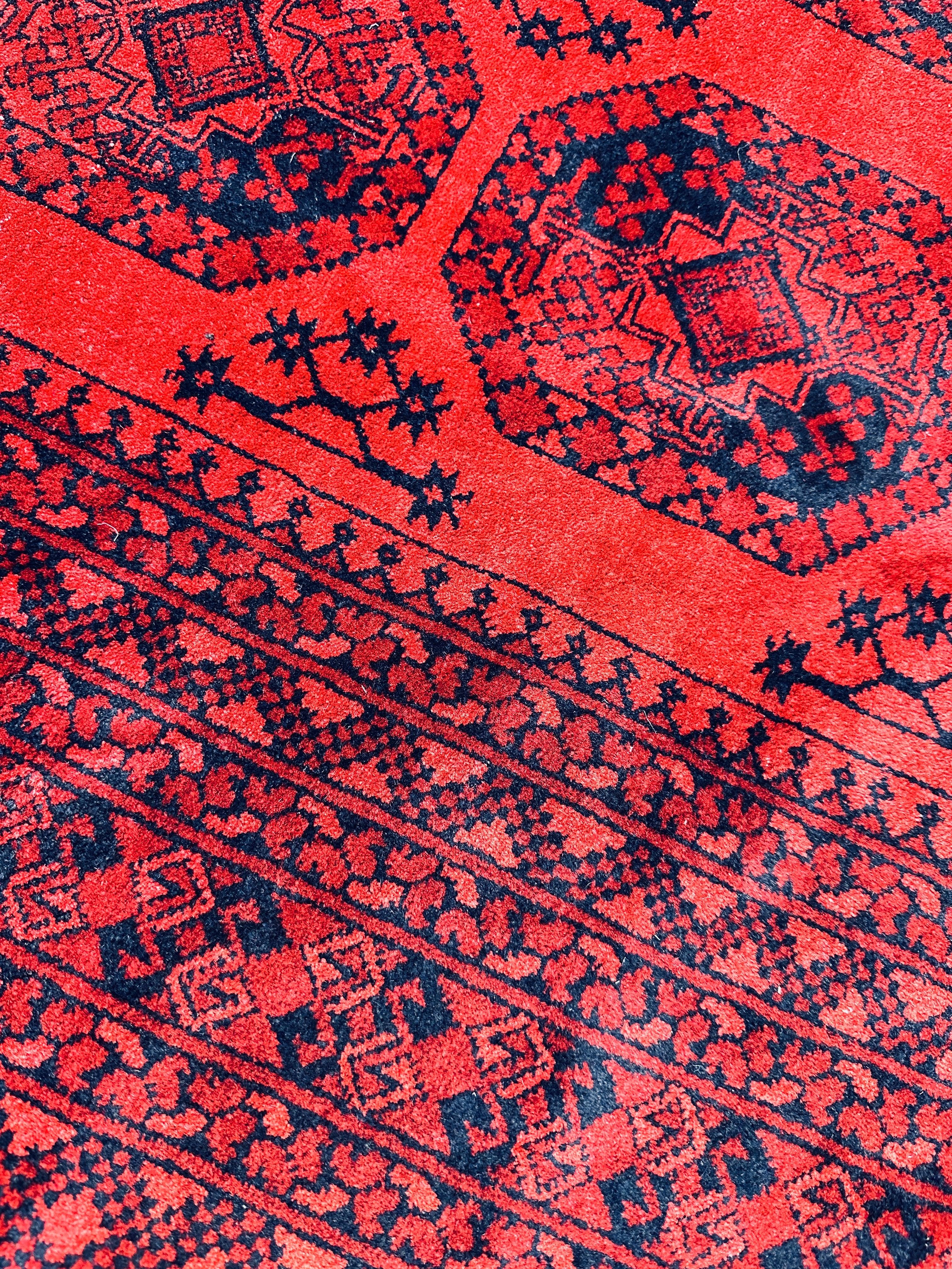 Hand-Knotted Turkoman Ersari Wool Rug – 6’7” x 9’6” – Rich Red Tones by Rugistan - product image 4 for Resin Society