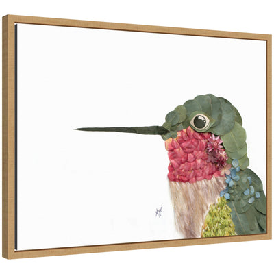 Framed canvas wall art print featuring a hummingbird by Madeline Jeppesen in a Sylvie moulding frame