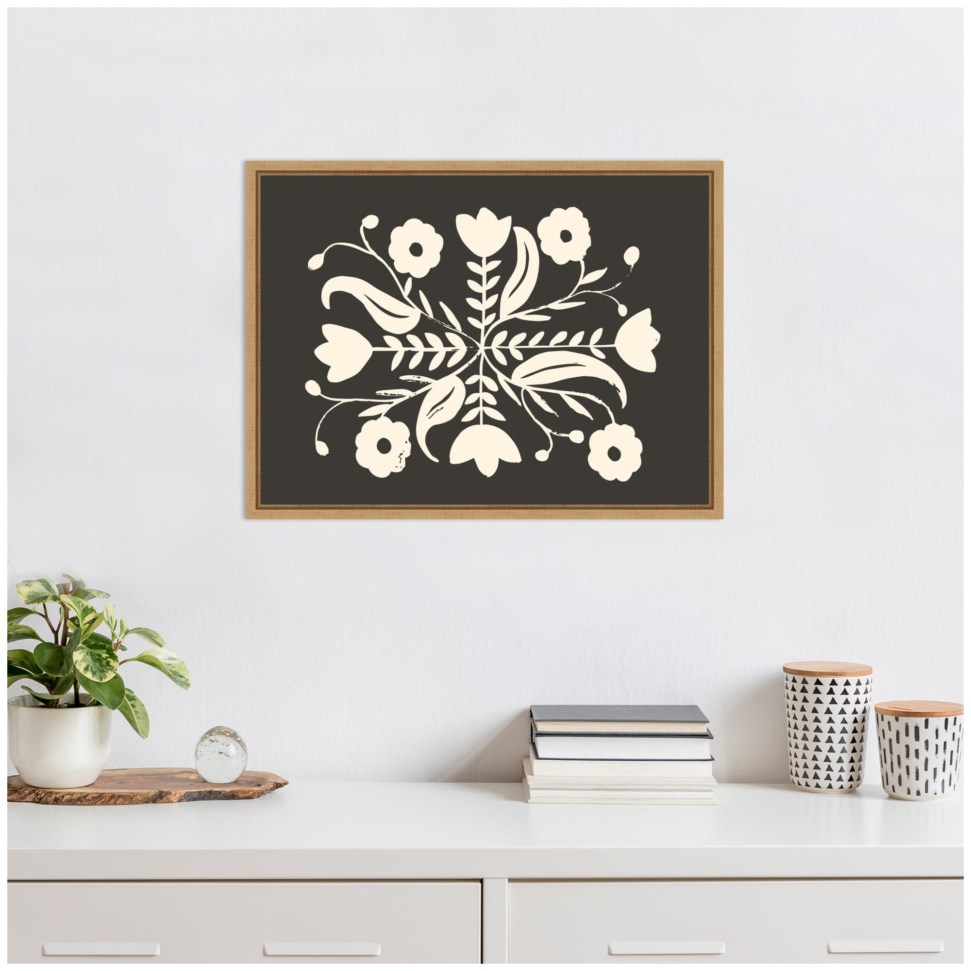 Aurelia Black Cream 012 by Vicky Yorke Framed Canvas Wall Art Print