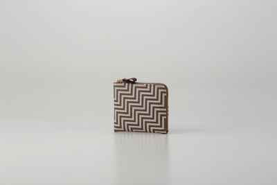Zipped Coin Purse (Large) in New Grecian pattern showing gray lacquered surface with white hand-drawn designs