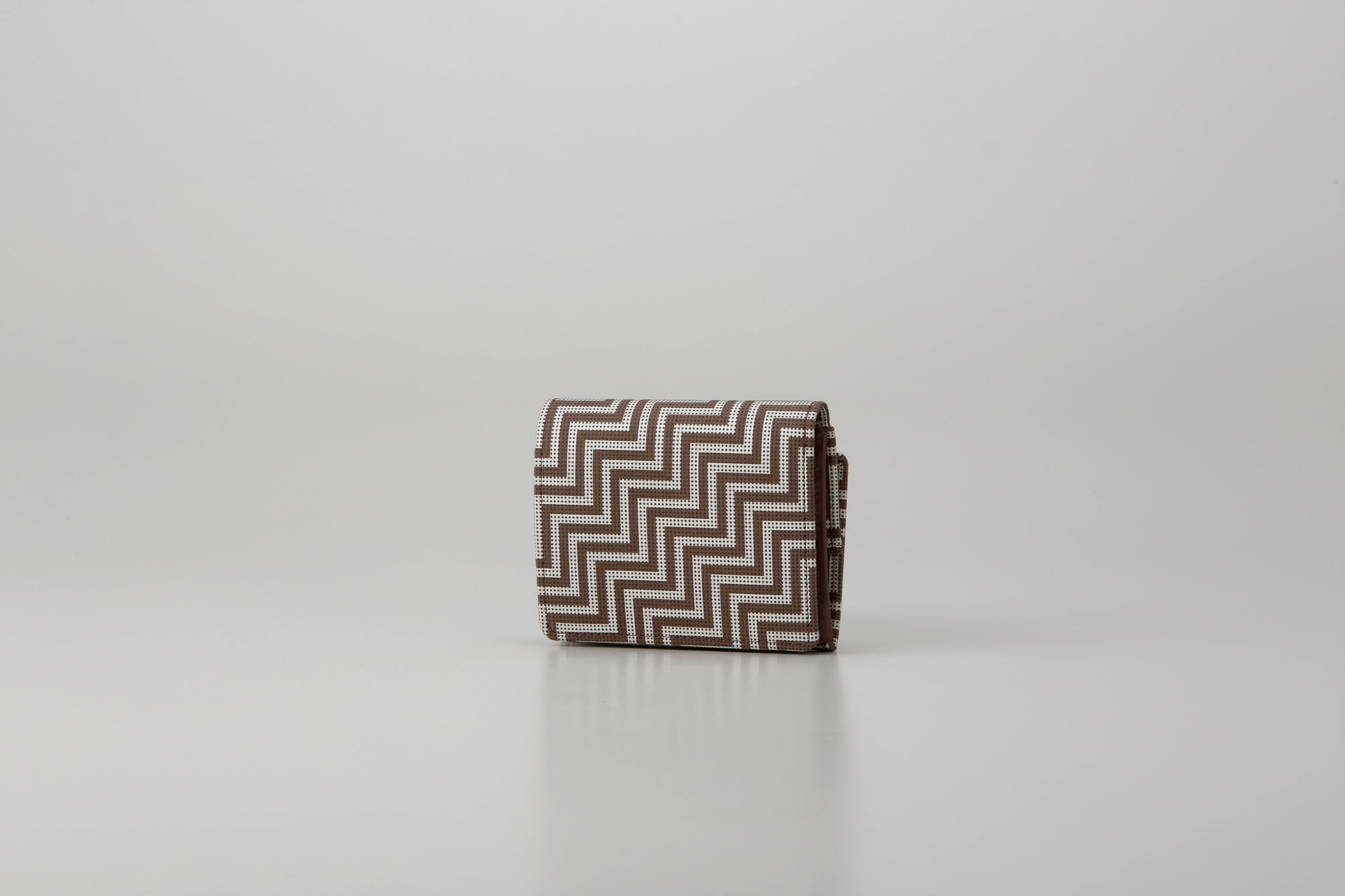 Folded Wallet - New Grecian in brown with white hand-drawn pattern and gray lacquered dots