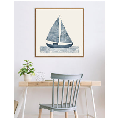 Nautical Blue Sailboat SQ Expansion by The Creative Bunch Studio Framed Canvas Wall Art Print