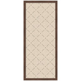 Rectangular board with beige background featuring a green lattice pattern of small arrows forming diamond shapes, framed with dark brown wood.
