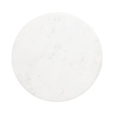 Round white marble tabletop with subtle grey veining, shown from above on a white background.