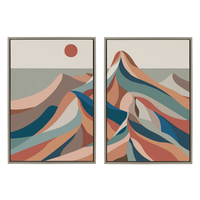 Sylvie Mid Century Modern Mountains Blue Framed Canvas Set by kateandlaurel - product image 20 for Resin Society