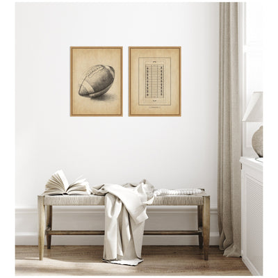 Vintage Football 2 Piece Framed Canvas Wall Art Set by The Creative Bunch Studio