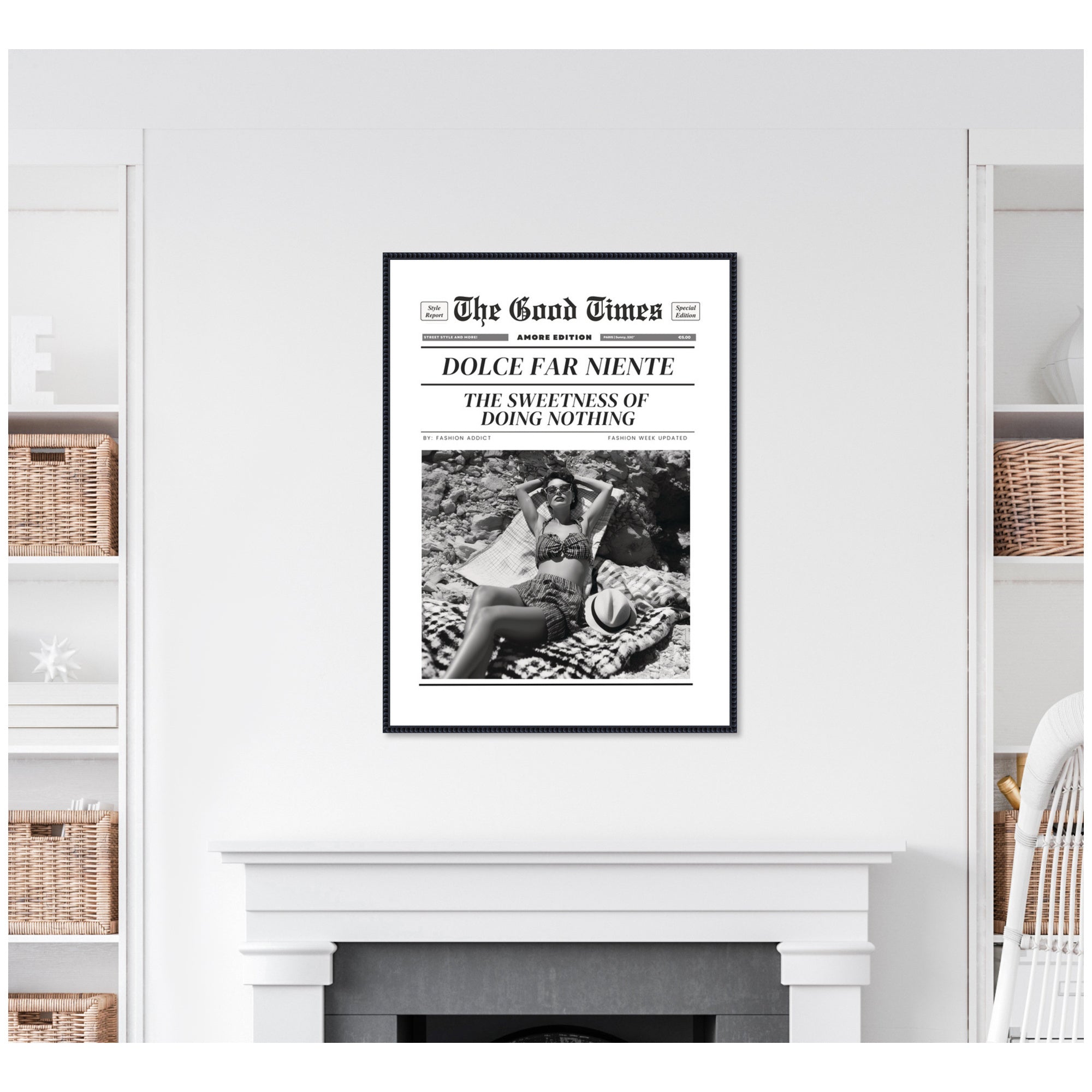 The Good Times Newspaper Dolce Far Niente by Honey Island Studio Framed Canvas Wall Art Print