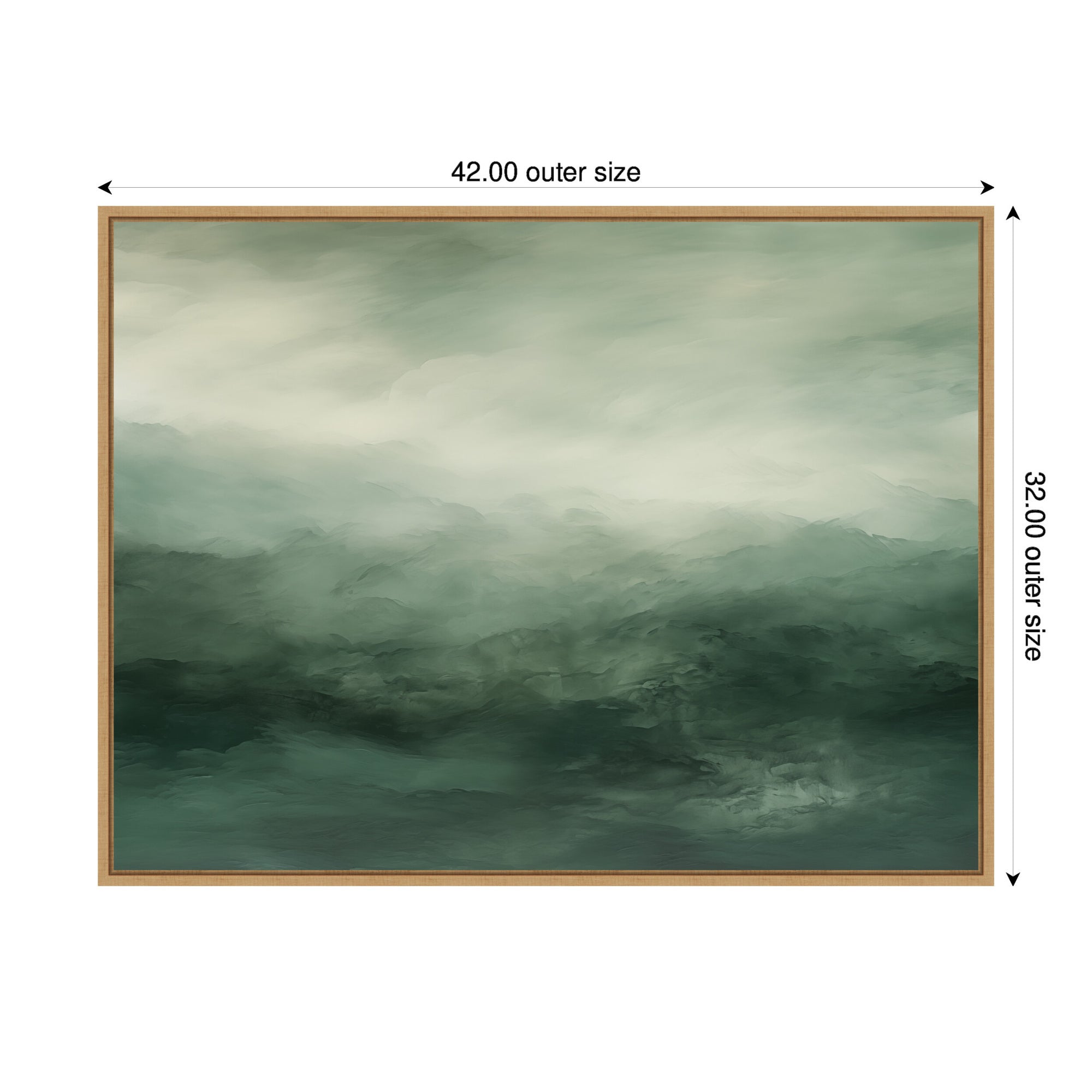 Tonal Abstract Comforting Sage Emerald Forest Green Landscape Horizontal Framed Canvas