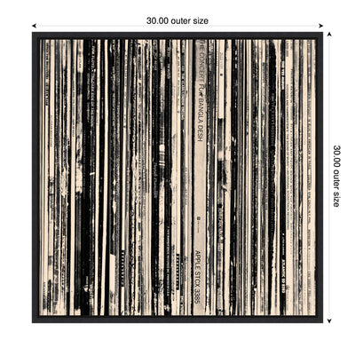 33 RPM Black and White Square by Robert Cadloff Framed Canvas Wall Art Print