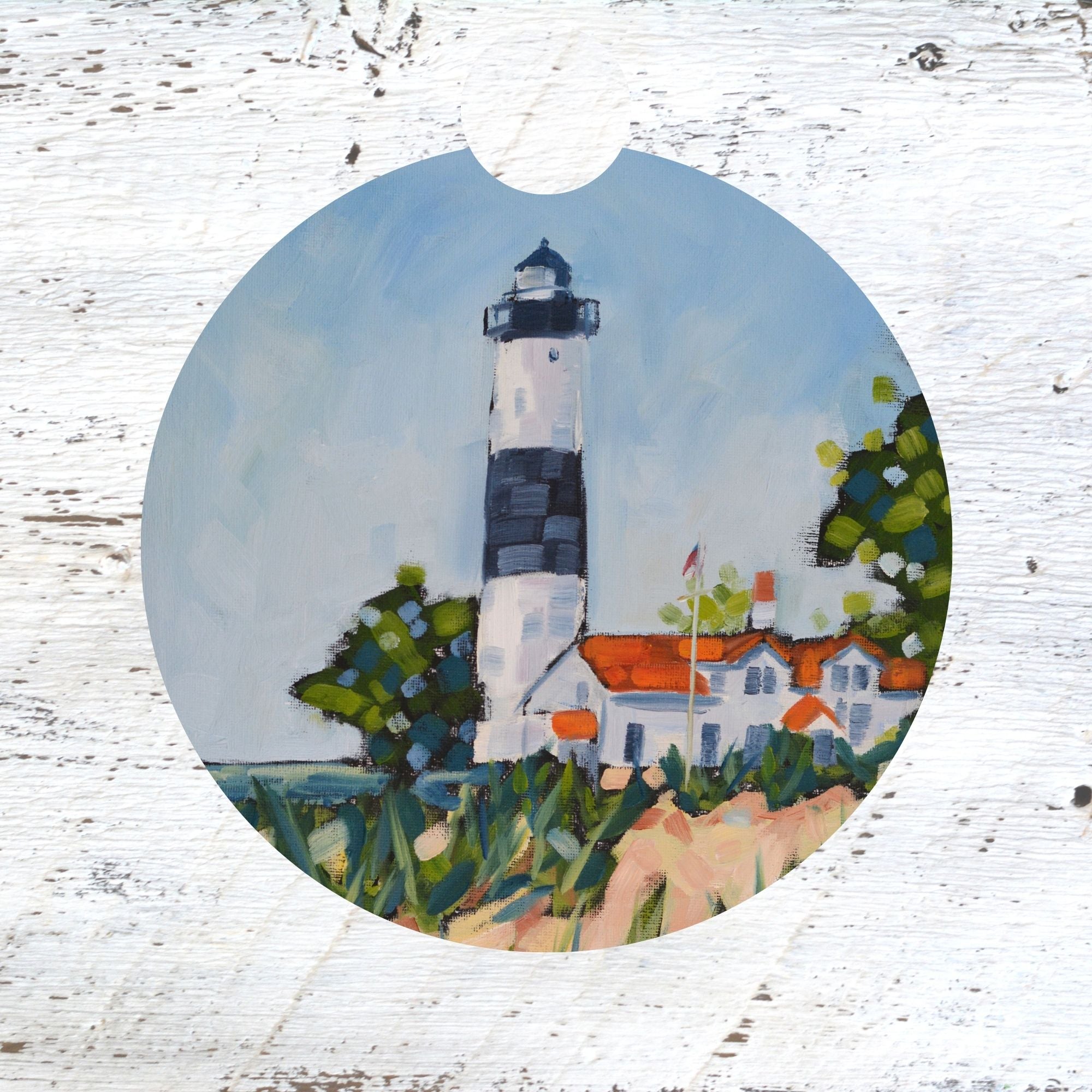 Car Coaster: Big Sable Point Lighthouse - Ludington. Artist Christi Dreese by Dreese Fine Art - Resin Society