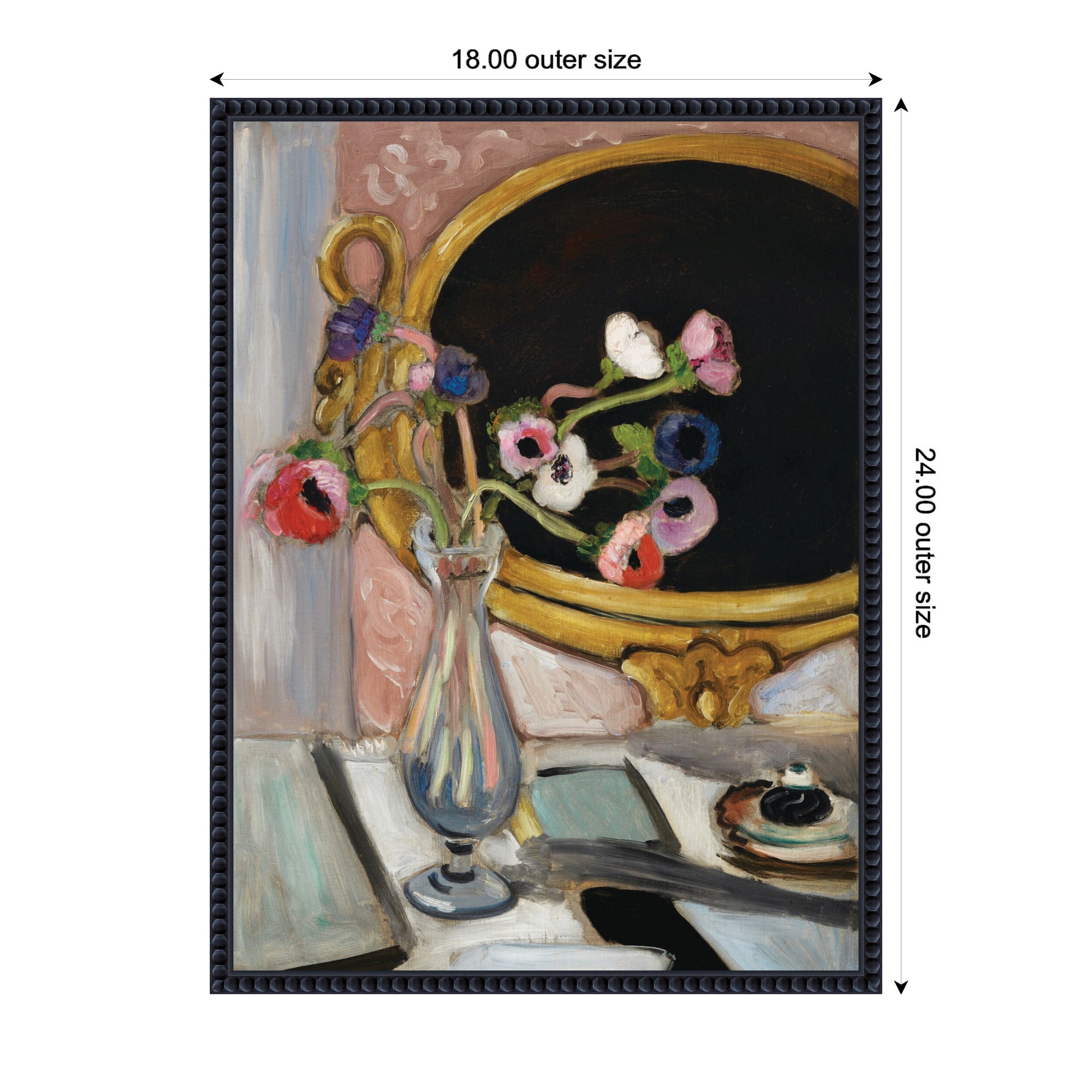 Anemones au miroir noir 1919 Henti Matisse by Nostalgia Prints Framed Canvas Wall Art Print