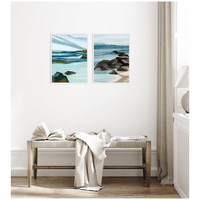Sylvie Ocean Breeze Landscape - 2 Piece Framed Canvas Art Set by Nikita Jariwala