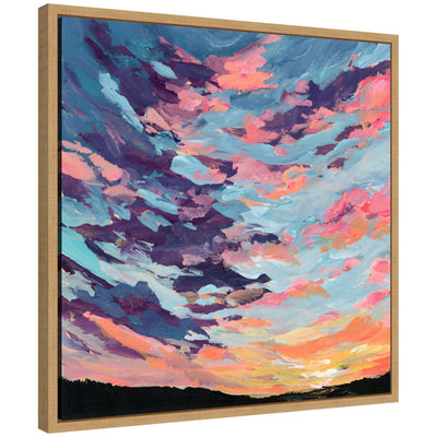 Sylvie Sunset Study framed canvas art showing abstract warm hues in a modern lightweight polystyrene frame