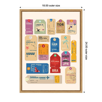 Travel Tags by Honey Island Studio Framed Canvas Wall Art Print