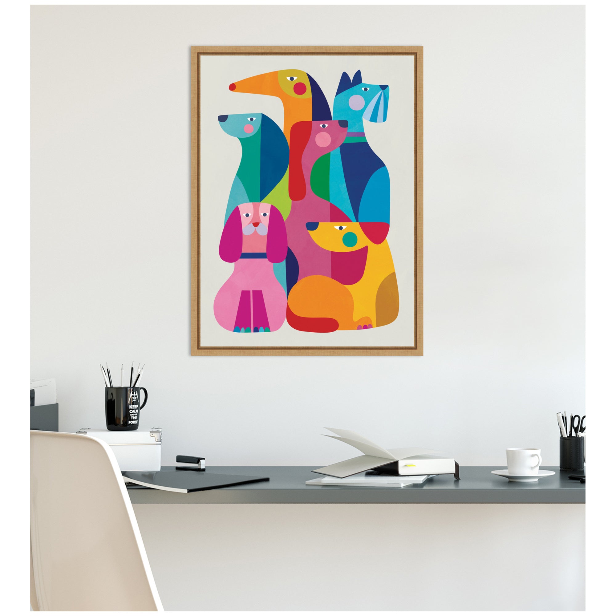 Modern Abstract Dogs by Rachel Lee Framed Canvas Wall Art Print