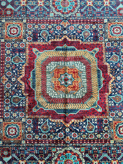 Hand-Knotted Mamluk Wool Rug – 8'4" x 9'9" – Intricate Geometric by Rugistan - product image 4 for Resin Society
