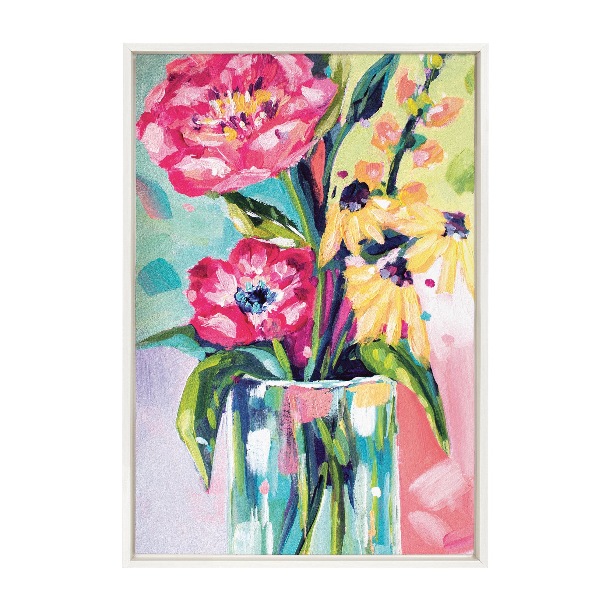 Sylvie Yellow Daisies Framed Canvas by Rachel Christopoulos by kateandlaurel - main product image for Resin Society