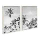 Sylvie Coastal Coconut Palm Tree Beach BW Framed Canvas Set by The