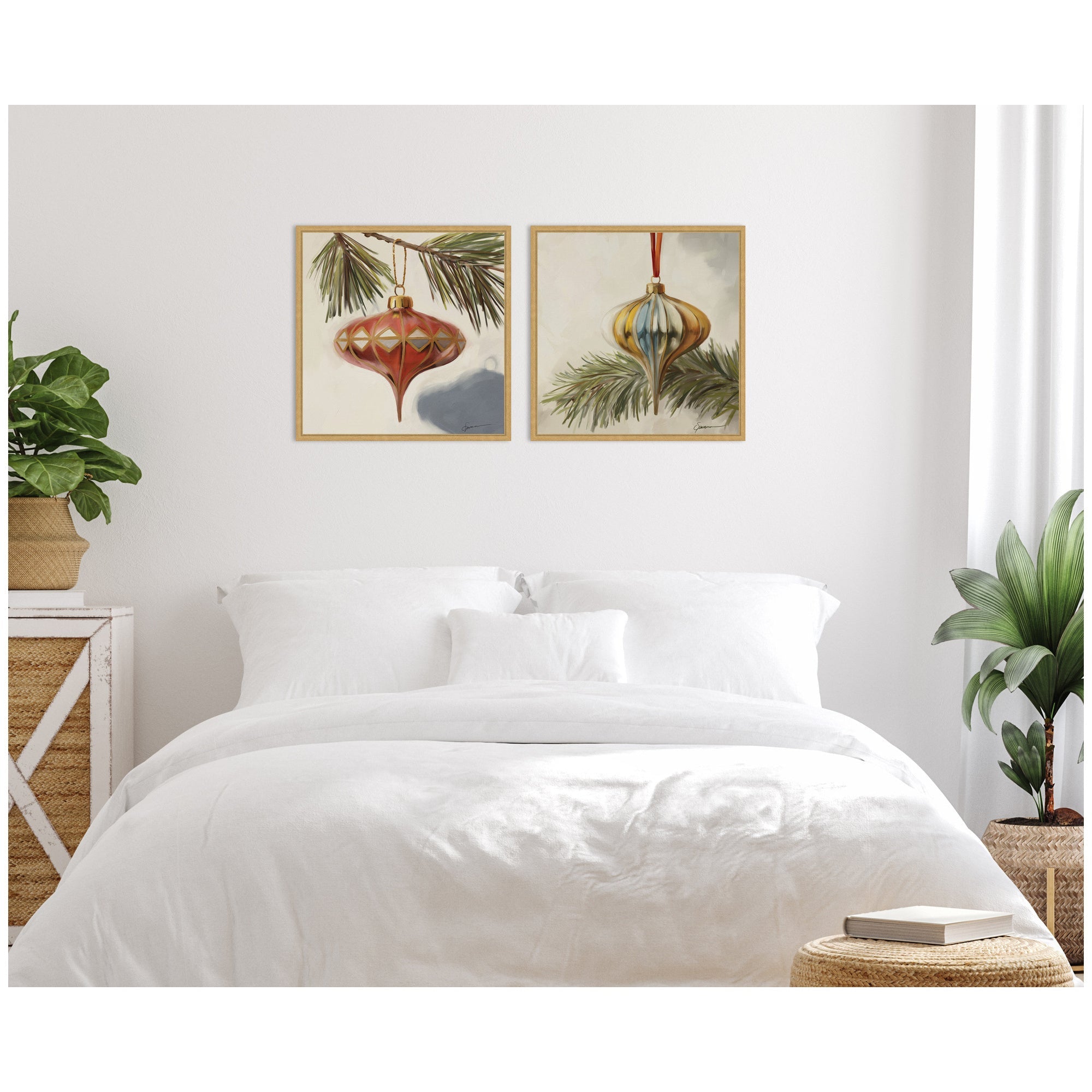 Nostalgic Holiday 2 Piece Framed Canvas Wall Art Set by Mary Sparrow