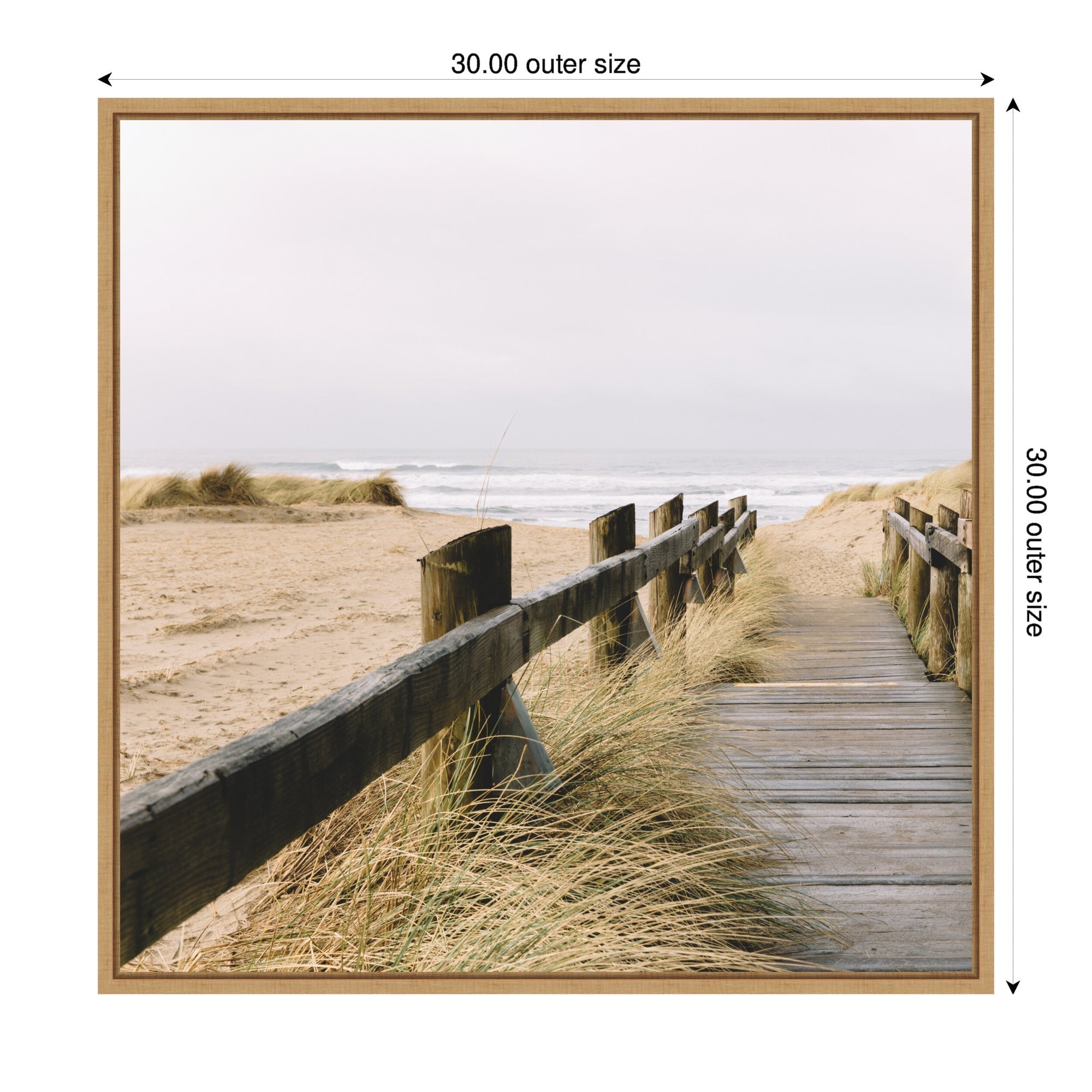 Sylvie Coastal Beach Grass Boardwalk to the Ocean Framed Canvas by Patricia Hasz