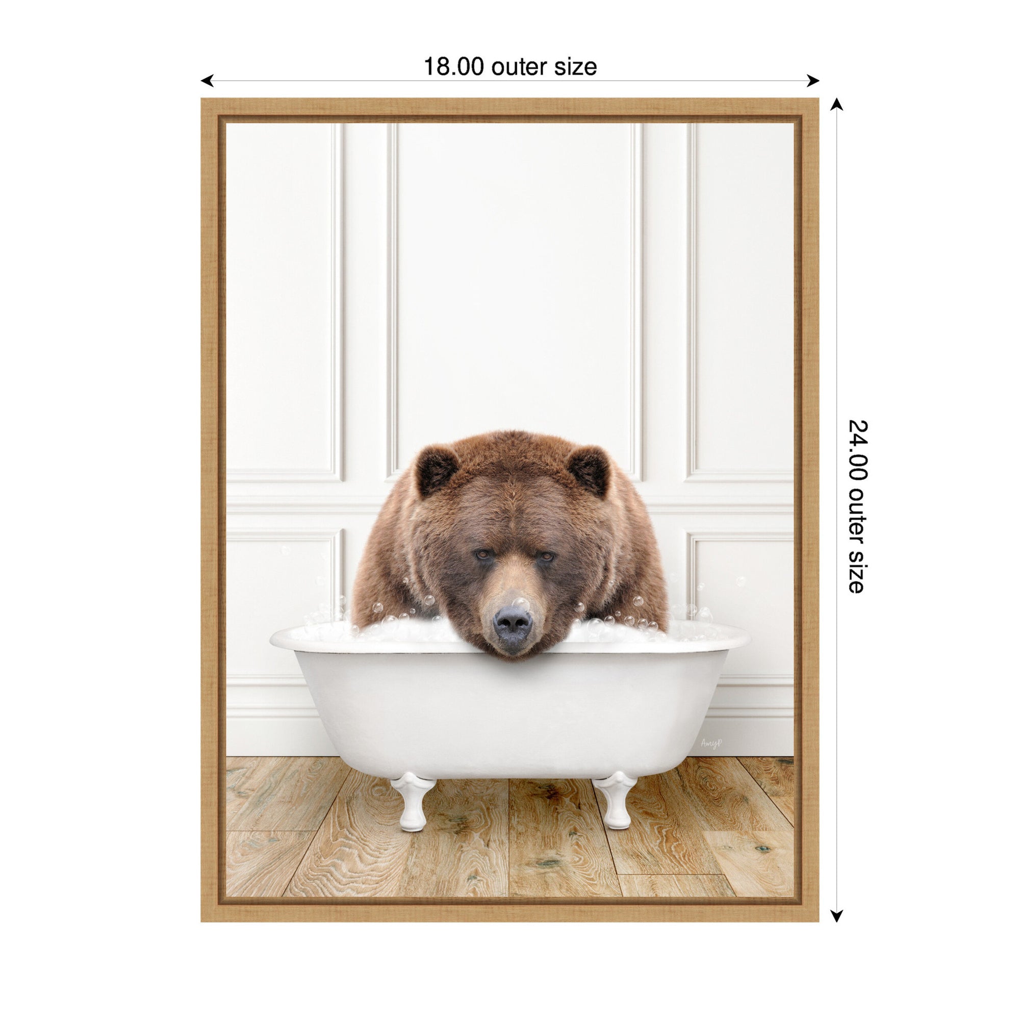 Sylvie Big Bear in Traditional Vintage Bathtub Framed Canvas by Amy Peterson