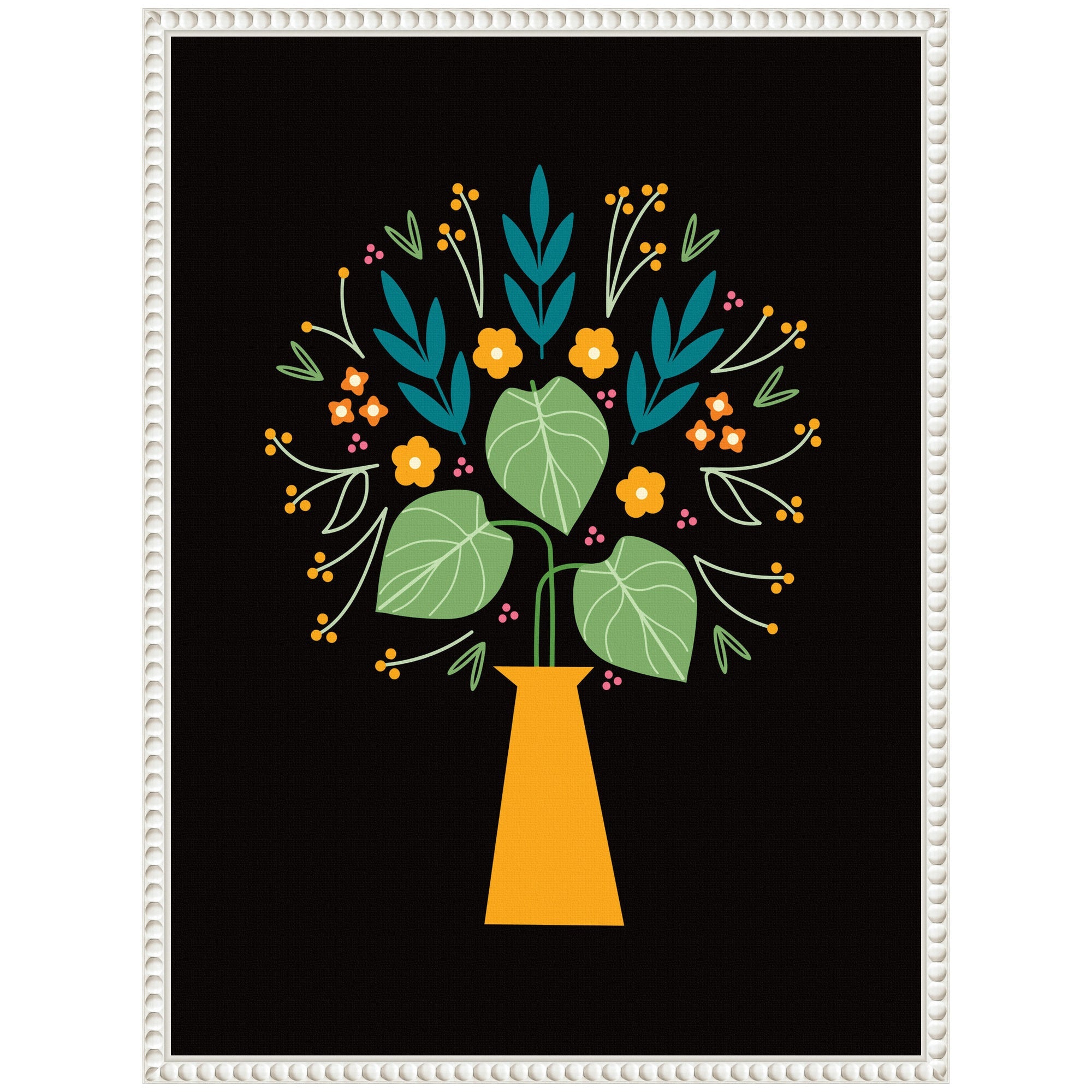 Sylvie Floral Yellow Vase Framed Canvas by Amber Leaders