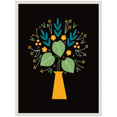 Sylvie Floral Yellow Vase Framed Canvas by Amber Leaders