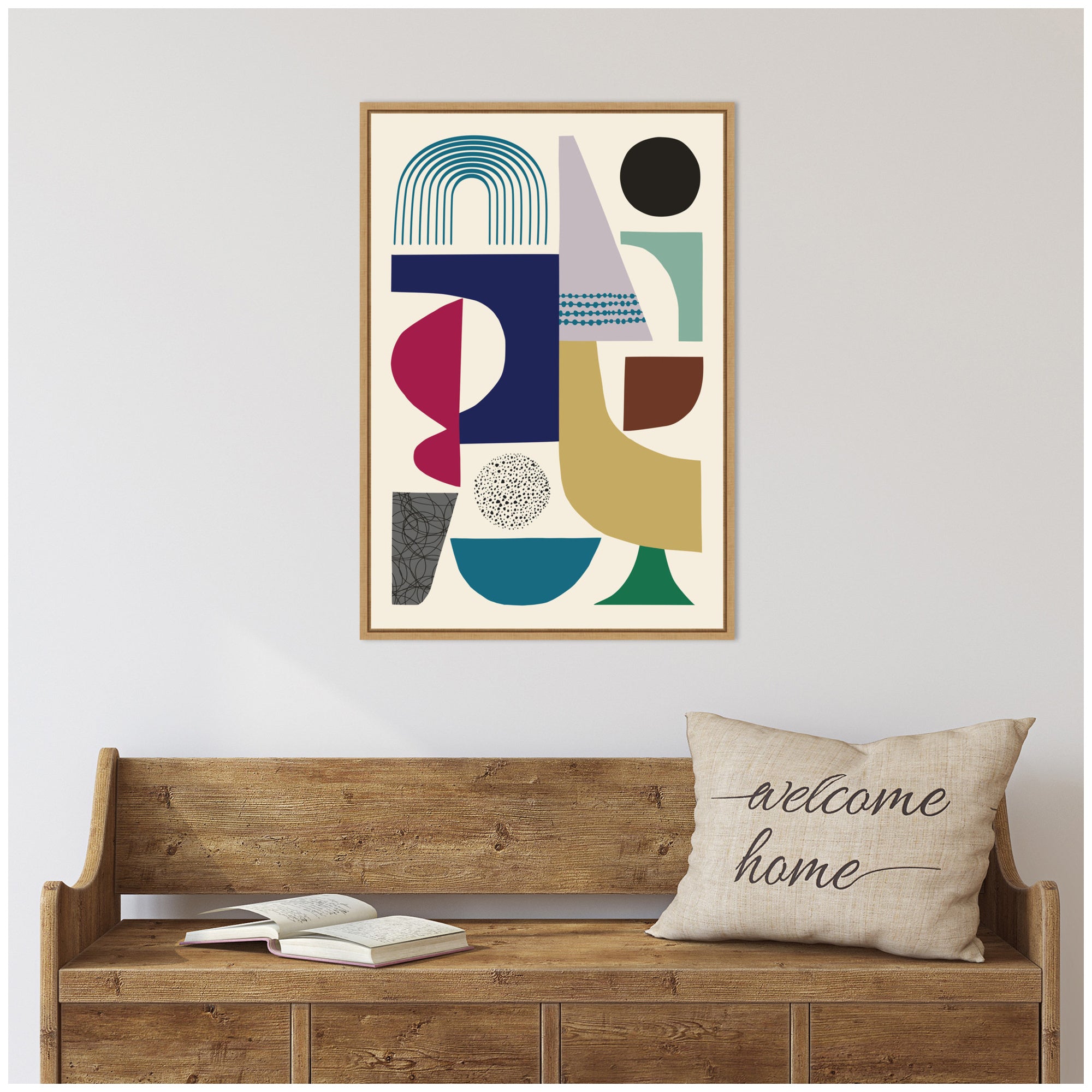 Sylvie MCM Retro Abstract Pattern Rainbow Framed Canvas by kateandlaurel - product image 7 for Resin Society