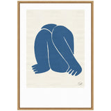 Sylvie Head Down II Royal framed canvas by Rocket Jack showing abstract blue and yellow brushstrokes with a modern black frame