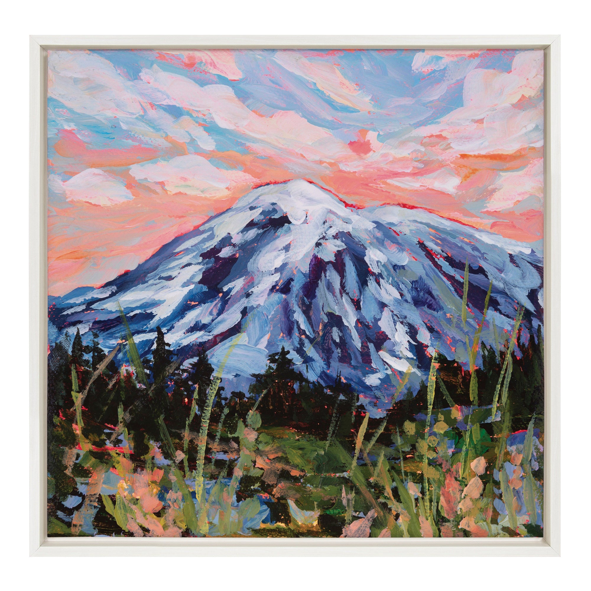 Sylvie Mount Rainier Framed Canvas by Emily Kenney by kateandlaurel - main product image for Resin Society