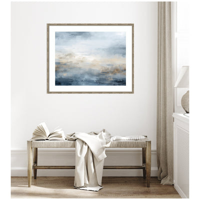 Framed Art Tonal Abstract Oceanic Nautical Serenity Blue Horizontal by The Creative Bunch Studio