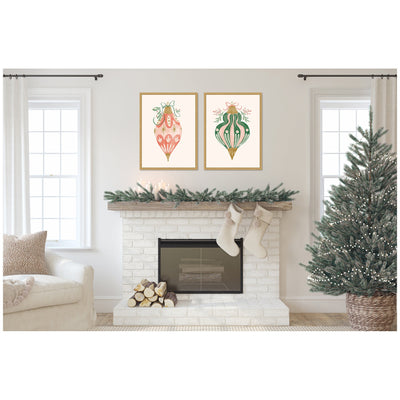 Sylvie Holiday Ornament Collection - 2 Piece Framed Canvas Art Set by Jill Labieniec