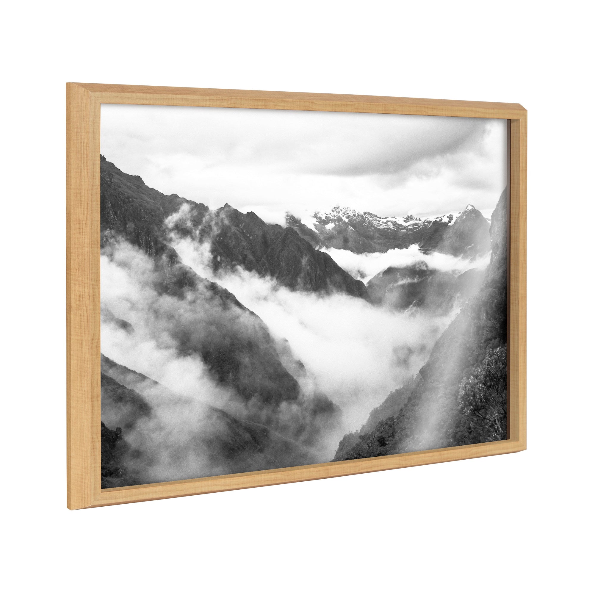 Framed art print depicting the Inca Trail over mountain peaks, with a modern polystyrene frame