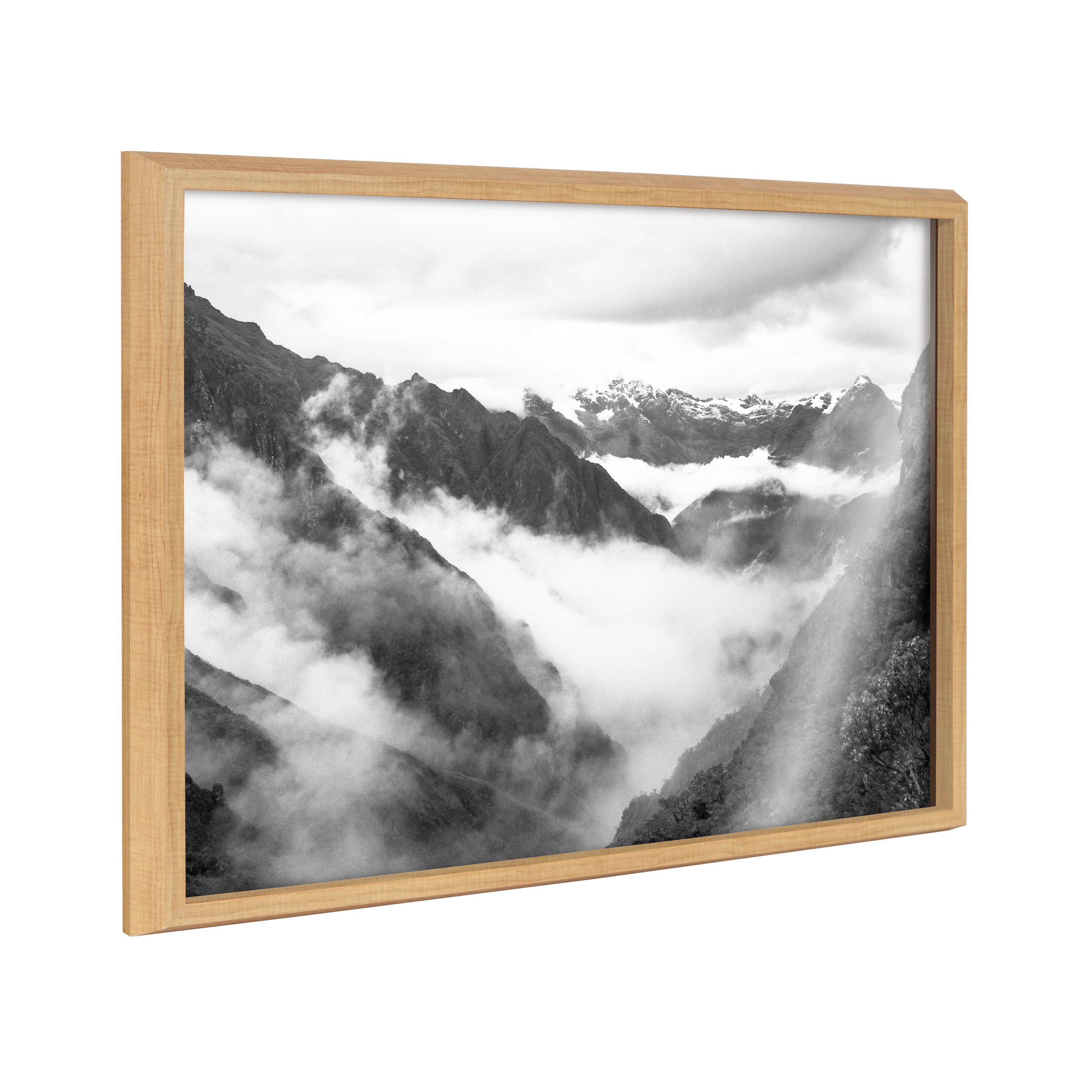 Framed art print depicting the Inca Trail over mountain peaks, with a modern polystyrene frame