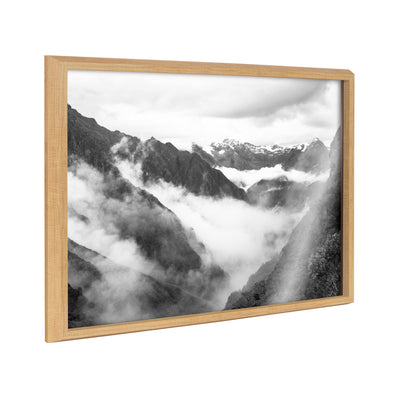 Framed art print depicting the Inca Trail over mountain peaks, with a modern polystyrene frame