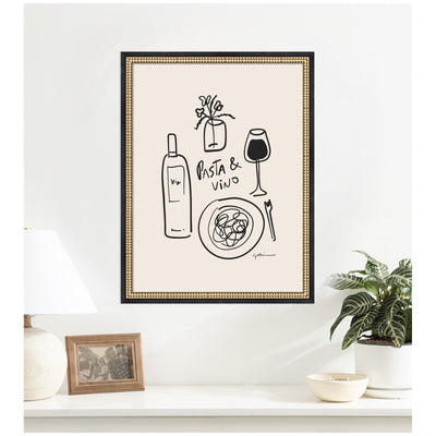 Pasta and Vino by Gabrielly Guedes Framed Wall Art Print