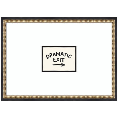 Framed Dramatic Exit Entryway Sign wall art print by Lucky Guava showing bold lettering in a black frame