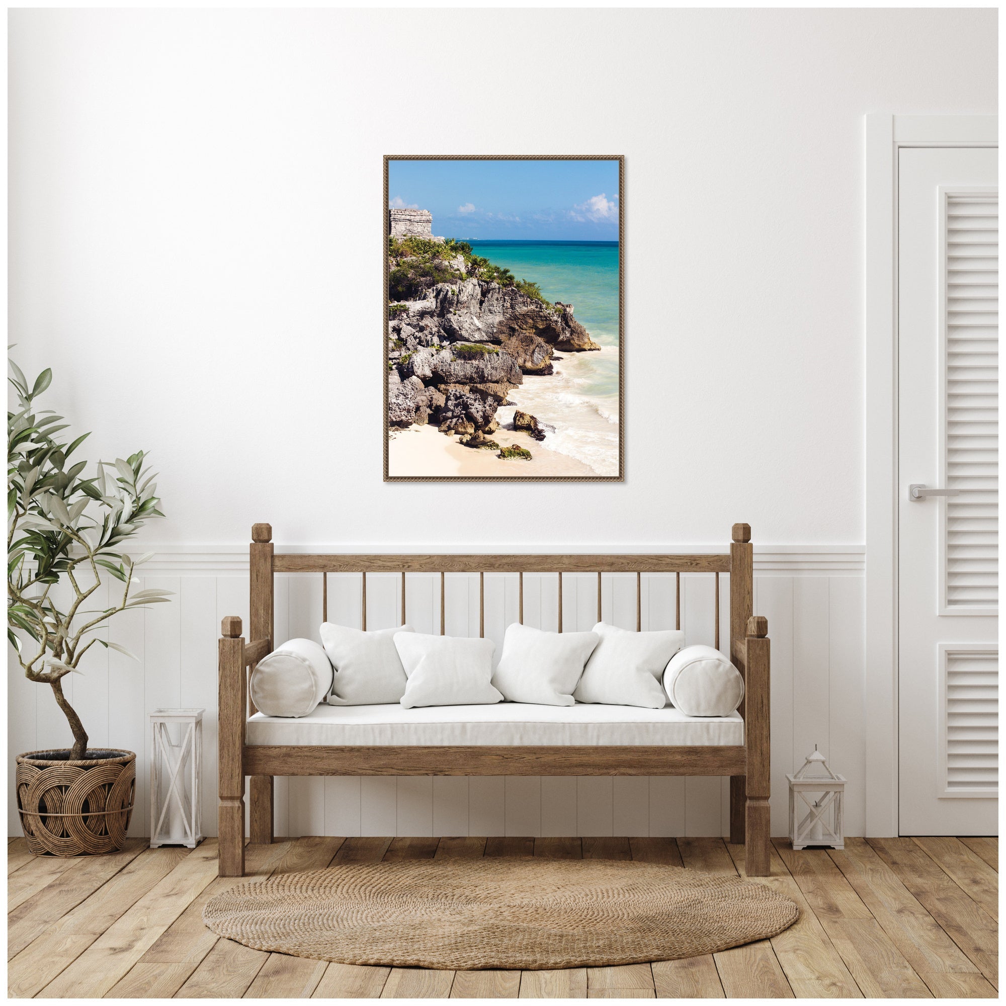Sylvie Tulum Ruins Mexico Seascape Framed Canvas by kateandlaurel - product image 6 for Resin Society