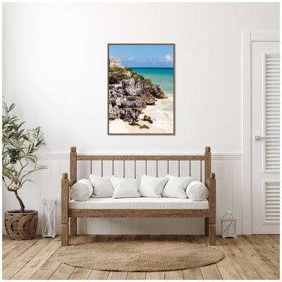 Sylvie Tulum Ruins Mexico Seascape Framed Canvas by kateandlaurel - product image 6 for Resin Society