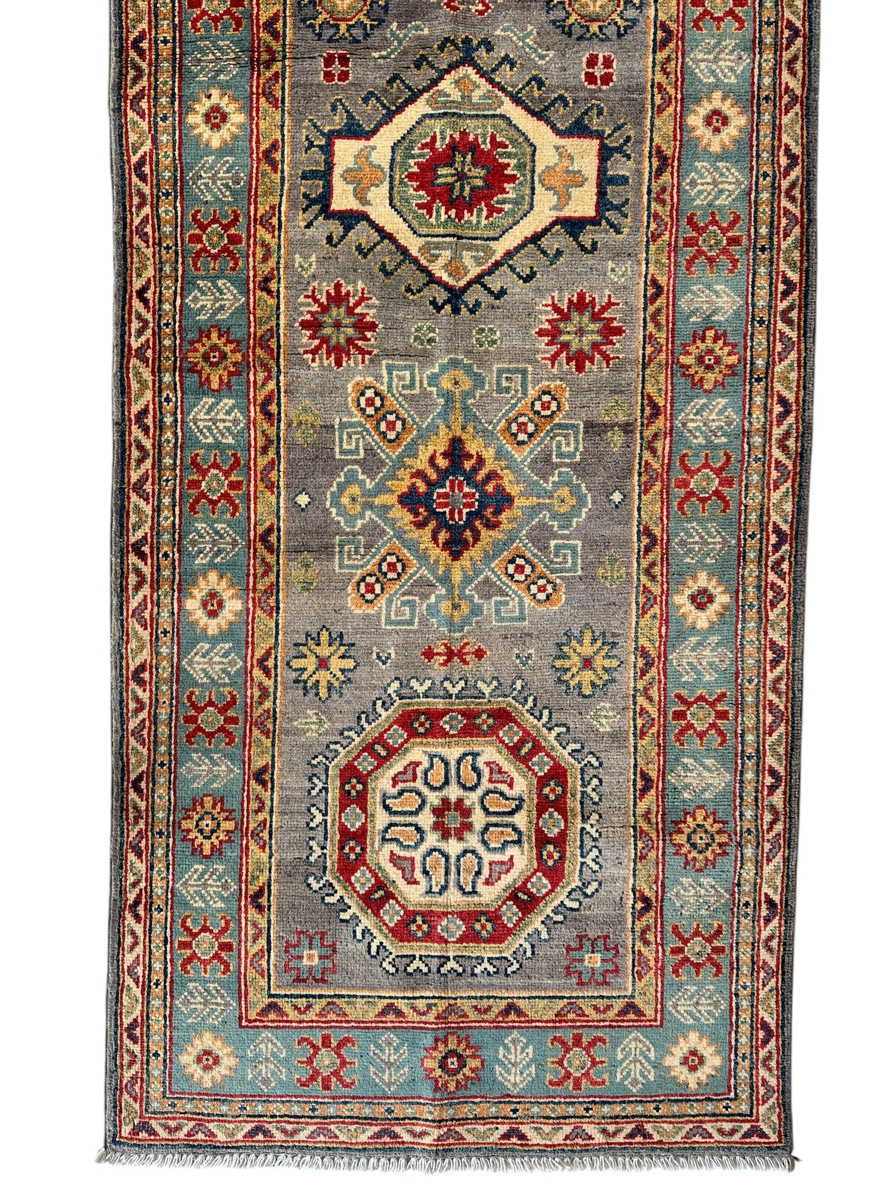 Hand-Knotted Afghan Kazak Wool Runner Rug – 2'7" x 12'3" – Traditional by Rugistan - product image 4 for Resin Society