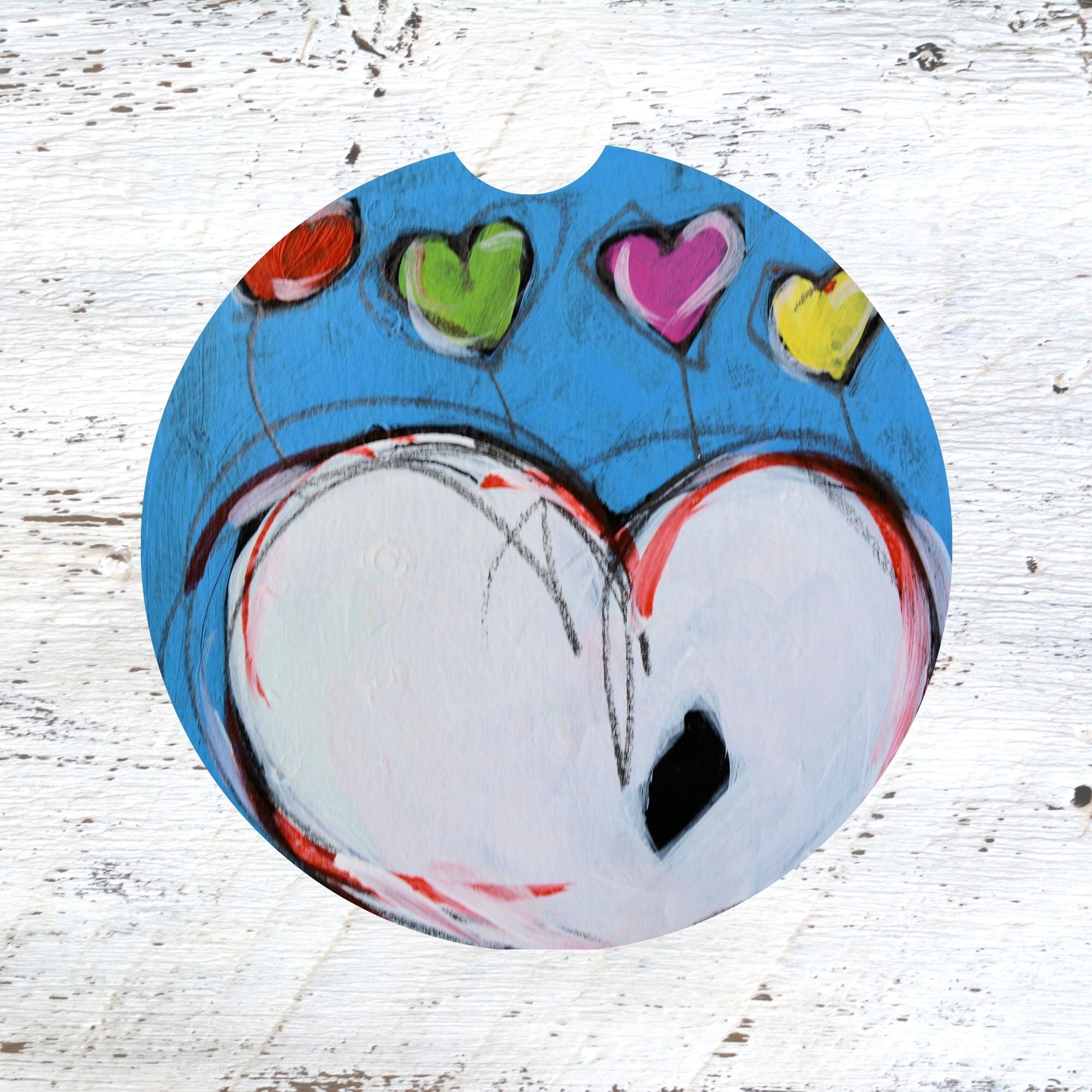 Car Coaster: White Hearts. Artist Christi Dreese by Dreese Fine Art - Resin Society