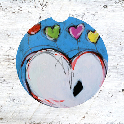 Car Coaster: White Hearts. Artist Christi Dreese by Dreese Fine Art - Resin Society